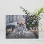 雪の赤いバッファローのプレイド写真クリスマスカード シーズンカード (スタンド正面)