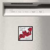 雪の赤いバラの花びら、冬の結婚式 マグネット (インサイチュ (食洗機))