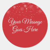 雪の赤いパーソナライズされたクリスマス ラウンドシール (正面)