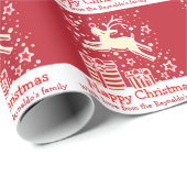 雪の赤いホリデーラップのクリスマストナカイ ラッピングペーパー (ロールコーナー)