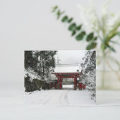 雪の赤い寺門 ポストカード (スタンド正面)