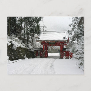 雪の赤い寺門 ポストカード