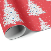 雪の赤い愛国的なクリスマスツリー ラッピングペーパー (ロールコーナー)