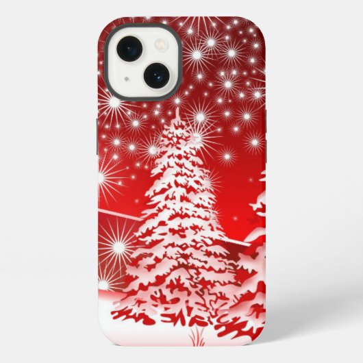 雪の赤い木 iPhoneケース (裏面)