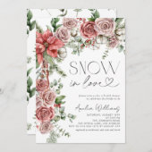雪の赤い松の冬の花 招待状 (正面/裏面)