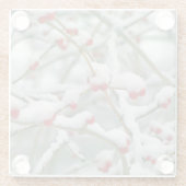 雪の赤い果実の冬のシーン ガラスコースター (裏面)