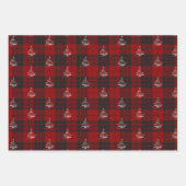 雪の赤い格子喜びクリスマス引用文プレゼント ラッピングペーパーシート (正面2)