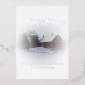 雪の赤い納屋のホリデーシーズン 箔シーズンカード (正面)