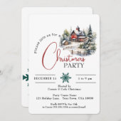 雪の赤い納屋、クリスマスパーティー 招待状 (正面/裏面)