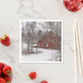 雪の赤い納屋 スタンダードカクテルナプキン (インサイチュ)