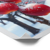 雪の赤い美味しいリンゴ ポスター (角)