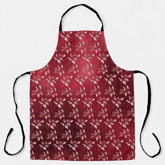 雪の赤い離れクリスマスホリデーエプロン エプロン (正面)