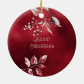 雪の赤い離れクリスマス装飾品 セラミックオーナメント (裏面)