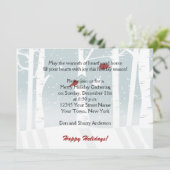 雪の赤い鳥のホリデーパーティー招待状 招待状 (スタンド正面)