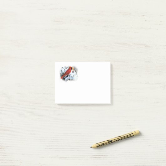 雪の赤い鳥 ポストイット (デスク上)