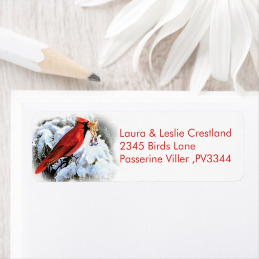 雪の赤い鳥 ラベル (インサイチュ)