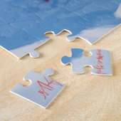 雪の走プードルのクリスマス帽子 ジグソーパズル (側面)