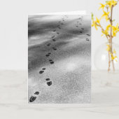 雪の足跡 カード (黄色い花)