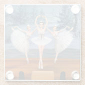 雪の踊りのバレリーナの土地 ガラスコースター (裏面)