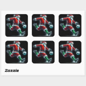 雪の蹴中、サンタがサッカーボール スクエアシール (シート)