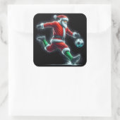 雪の蹴中、サンタがサッカーボール スクエアシール (バッグ)