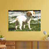 雪の遊中で子犬 キャンバスプリント (インサイチュ (リビング))