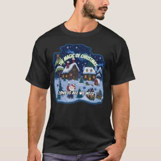 雪の遊中で幸せな子供たち Tシャツ
