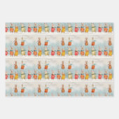 雪の遊中の可愛いウサギ ラッピングペーパーシート (正面2)