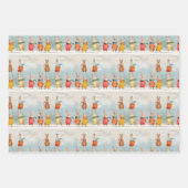 雪の遊中の可愛いウサギ ラッピングペーパーシート (正面)