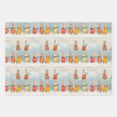 雪の遊中の可愛いウサギ ラッピングペーパーシート (正面3)