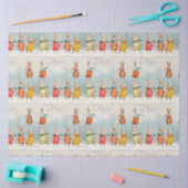 雪の遊中の可愛いウサギ 薄葉紙 (クラフト)