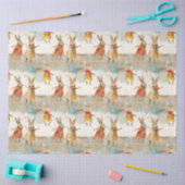 雪の遊中の可愛いウサギ 薄葉紙 (クラフト)