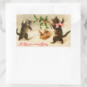 雪の遊中の猫のクリスマスステッカー 長方形シール (バッグ)