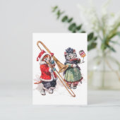 雪の遊中の猫トロンボーン ポストカード (スタンド正面)