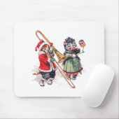 雪の遊中の猫トロンボーン マウスパッド (マウス)