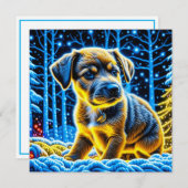 雪の遊中、かわいい子犬 (正面/裏面)