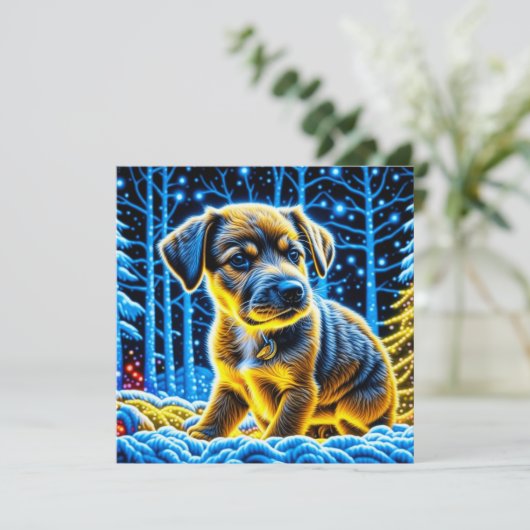 雪の遊中、かわいい子犬 (スタンド正面)