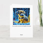 雪の遊中、かわいい子犬 カード (裏面)