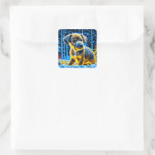 雪の遊中、かわいい子犬 スクエアシール (バッグ)