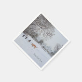 雪の遊場面の犬の海の風景 スタンダードカクテルナプキン (角)