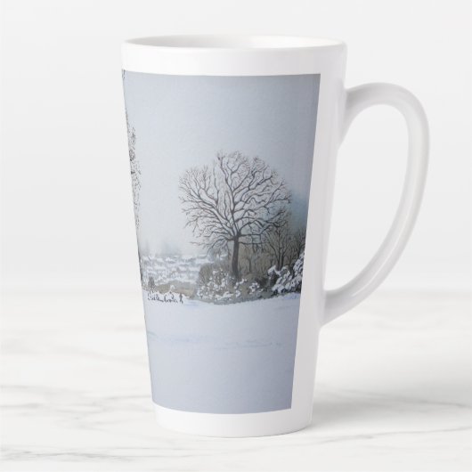 雪の遊風景の中で犬の カフェラテマグ (右)