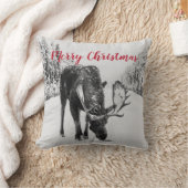 雪の道のクリスマスで冬にムース クッション (ブランケット)