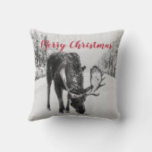 雪の道のクリスマスで冬にムース クッション (裏面)