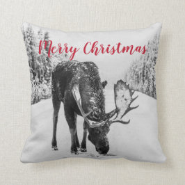 雪の道のクリスマスで冬にムース クッション