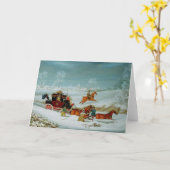 雪の郵便車 カード (黄色い花)