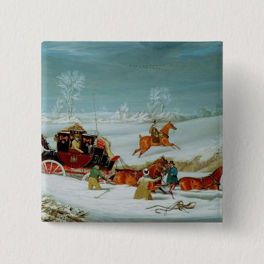 雪の郵便車 缶バッジ (正面)