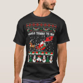 雪の醜いクリスマスのセーターを通したアルバニア語 Tシャツ (正面)