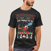 雪の醜いクリスマスのセーターを通したギリシャ語 Tシャツ (正面)