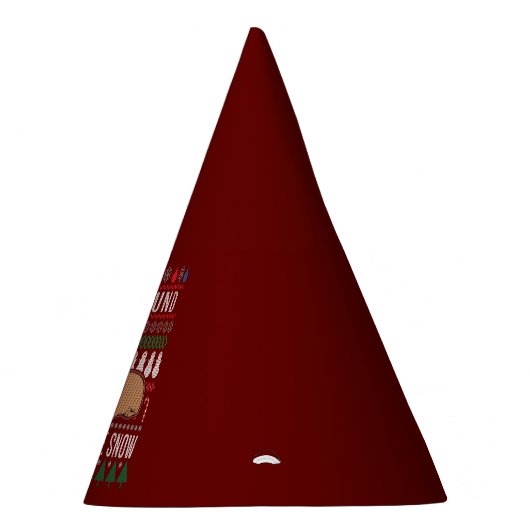 雪の醜いクリスマスセーターを通ってダックスシュント パーティーハット (右)