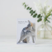 雪の野性生物ガイド、生態学者のコヨーテ 名刺 (スタンド正面)